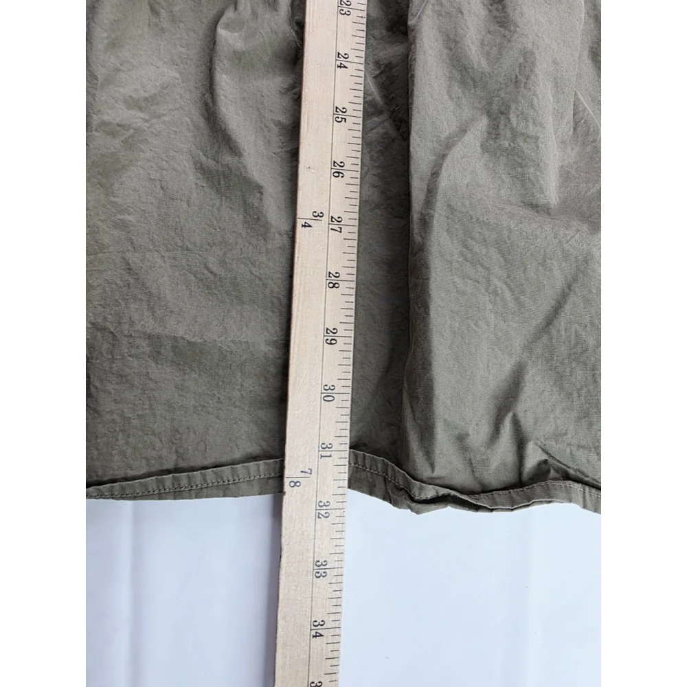 Madewell Baby Doll Button-Front Short-Sleeve Tiered Mini Dress Olive Green M - Picture 5 of 6